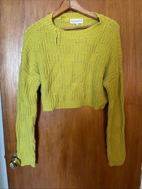 Chartreuse Cropped Crewneck Sweater